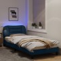 Bed frame with LED lights blue fabric 90x200 cm by , Beds and slatted bases - Ref: Foro24-3213682, Price: 168,99 €, Discount: %