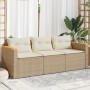 3-Sitzer-Gartensofa mit beigen synthetischen Rattankissen von , Outdoor-Sofas - Ref: Foro24-365831, Preis: 281,68 €, Rabatt: %