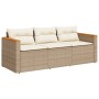 3-Sitzer-Gartensofa mit beigen synthetischen Rattankissen von , Outdoor-Sofas - Ref: Foro24-365831, Preis: 281,99 €, Rabatt: %