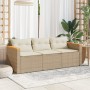 3-Sitzer-Gartensofa mit beigen synthetischen Rattankissen von , Outdoor-Sofas - Ref: Foro24-365831, Preis: 281,99 €, Rabatt: %