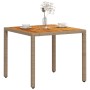 Mesa de jardín de ratán PE y madera acacia beige 90x90x75 cm de , Mesas de jardín - Ref: Foro24-368124, Precio: 110,09 €, Des...