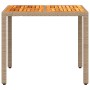 Mesa de jardín de ratán PE y madera acacia beige 90x90x75 cm de , Mesas de jardín - Ref: Foro24-368124, Precio: 110,09 €, Des...