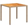 Mesa de jardín de ratán PE y madera acacia beige 90x90x75 cm de , Mesas de jardín - Ref: Foro24-368124, Precio: 110,09 €, Des...