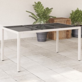 Garden table glass surface white PE rattan 150x90x75cm by , Garden tables - Ref: Foro24-368126, Price: 138,99 €, Discount: %