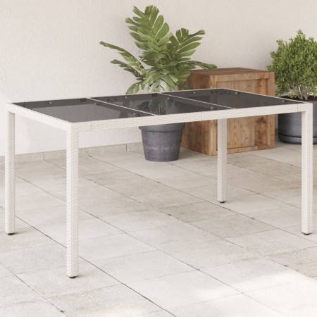 Mesa de jardín superficie de vidrio ratán PE blanco 150x90x75cm de , Mesas de jardín - Ref: Foro24-368126, Precio: 139,00 €, ...