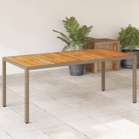 Garden table beige PE rattan and acacia wood 190x90x75 cm by , Garden tables - Ref: Foro24-368130, Price: 177,99 €, Discount: %