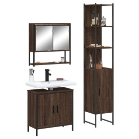 Set de muebles baño 3 pzas madera contrachapada roble marrón de , Muebles de baño - Ref: Foro24-3214684, Precio: 175,99 €, De...