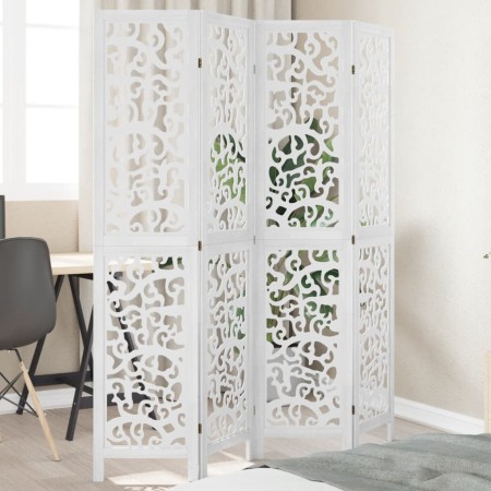 White Paulownia solid wood 4-panel dividing screen by , Room dividers - Ref: Foro24-358738, Price: 102,99 €, Discount: %