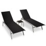 Tumbonas con mesitas 2 uds acero y textileno negro de vidaXL, Tumbonas - Ref: Foro24-48012, Precio: 178,99 €, Descuento: %