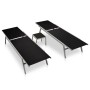 Sun loungers with tables 2 units steel and black textilene by vidaXL, Loungers - Ref: Foro24-48012, Price: 189,44 €, Discount: %