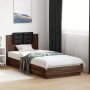 Oak brown engineered wood bed with headboard 90x200 cm by , Beds and slatted bases - Ref: Foro24-3209946, Price: 163,66 €, Di...