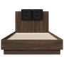 Oak brown engineered wood bed with headboard 90x200 cm by , Beds and slatted bases - Ref: Foro24-3209946, Price: 163,66 €, Di...