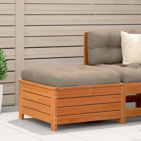 Garden stool with cushion solid wax brown pine wood by , Outdoor sofas - Ref: Foro24-844928, Price: 85,99 €, Discount: %