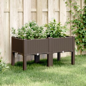 Jardinera con patas PP marrón 80x40x42 cm de , Maceteros y jardineras - Ref: Foro24-367895, Precio: 55,99 €, Descuento: %