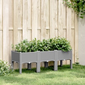 Planter with legs PP light gray 120x40x42 cm by , Pots and planters - Ref: Foro24-367897, Price: 57,99 €, Discount: %