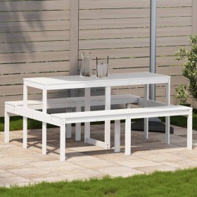 Solid white pine wood picnic table 160x134x75 cm by , Garden tables - Ref: Foro24-832563, Price: 143,17 €, Discount: %