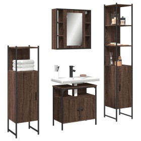 Bathroom furniture set 4 pieces oak brown plywood by , Bathroom furniture - Ref: Foro24-3214769, Price: 253,60 €, Discount: %