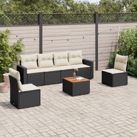 7-piece garden dining set and black synthetic rattan cushions by , Garden sets - Ref: Foro24-3256399, Price: 418,84 €, Discou...