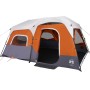 Family tent with LED 9 people quick opening gray orange by , tents - Ref: Foro24-94312, Price: 268,09 €, Discount: %