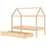 Pine wood children's bed frame with drawer 80x160 cm by vidaXL, Cribs and beds for children - Ref: Foro24-322137, Price: 176,...