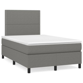 Cama box spring con colchón y LED tela marrón oscuro 120x190 cm de , Camas y somieres - Ref: Foro24-3270191, Precio: 414,49 €...