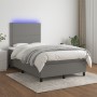 Cama box spring con colchón y LED tela marrón oscuro 120x190 cm de , Camas y somieres - Ref: Foro24-3270191, Precio: 414,49 €...