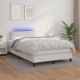 Box spring bed with mattress and LED white synthetic leather 120x190 cm by , Beds and slatted bases - Ref: Foro24-3270130, Pr...