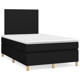 Boxspringbett mit Matratze und LED-Leuchten aus schwarzem Stoff 120x190 cm von , Betten und Lattenroste - Ref: Foro24-3270234...