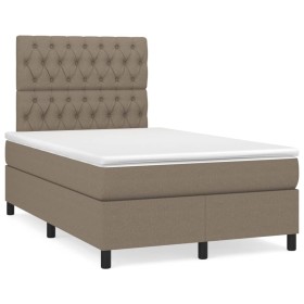 Cama box spring con colchón y LED tela gris taupe 120x190 cm de , Camas y somieres - Ref: Foro24-3270222, Precio: 436,52 €, D...