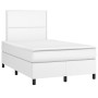 Box spring bed with mattress and LED white synthetic leather 120x190 cm by , Beds and slatted bases - Ref: Foro24-3270288, Pr...