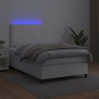 Box spring bed with mattress and LED white synthetic leather 120x190 cm by , Beds and slatted bases - Ref: Foro24-3270288, Pr...