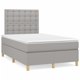 Cama box spring con colchón y LED tela gris claro 120x190 cm de , Camas y somieres - Ref: Foro24-3270274, Precio: 418,14 €, D...