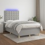 Cama box spring con colchón y LED tela gris claro 120x190 cm de , Camas y somieres - Ref: Foro24-3270274, Precio: 418,14 €, D...