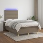 Box spring bed with mattress and LED taupe gray fabric 120x190 cm by , Beds and slatted bases - Ref: Foro24-3270257, Price: 4...