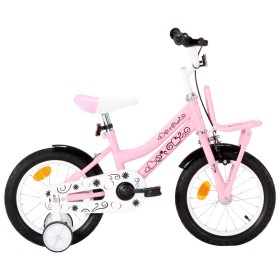 Children's bicycle and front luggage rack 14" white and pink by vidaXL, bikes - Ref: Foro24-92194, Price: 191,99 €, Discount: %