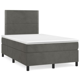 Box spring bed with mattress and LED dark gray velvet 120x190 cm by , Beds and slatted bases - Ref: Foro24-3270306, Price: 42...