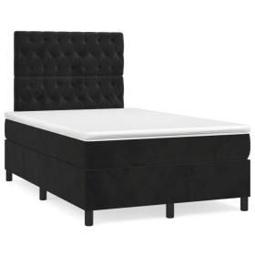 Cama box spring con colchón y LED terciopelo negro 120x190 cm de , Camas y somieres - Ref: Foro24-3270331, Precio: 431,99 €, ...