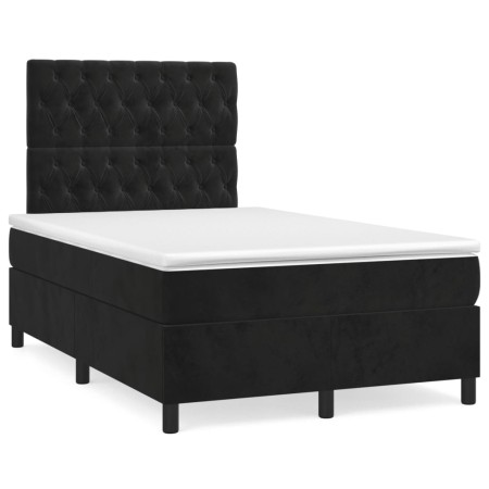 Box spring bed with mattress and LED black velvet 120x190 cm by , Beds and slatted bases - Ref: Foro24-3270331, Price: 431,99...