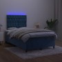 Box spring bed with mattress and LED dark blue velvet 120x190 cm by , Beds and slatted bases - Ref: Foro24-3270333, Price: 43...