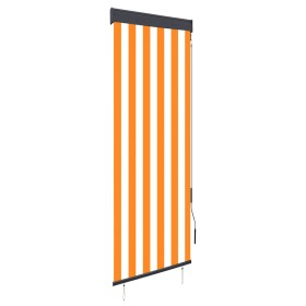 Estor enrollable de exterior blanco y naranja 60x250 cm de vidaXL, Persianas y estores - Ref: Foro24-145945, Precio: 37,99 €,...