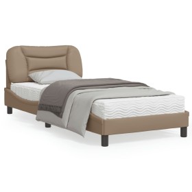 Bed frame with LED cappuccino synthetic leather 90x200 cm by , Beds and slatted bases - Ref: Foro24-3213910, Price: 168,99 €,...