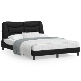 Estructura cama con luces LED cuero sintético negro 140x190 cm de , Camas y somieres - Ref: Foro24-3213927, Precio: 224,48 €,...