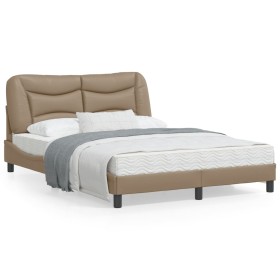 Estructura de cama con LED cuero sintético capuchino 140x190 cm de , Camas y somieres - Ref: Foro24-3213931, Precio: 245,86 €...