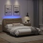 Bed frame with LED cappuccino synthetic leather 140x190 cm by , Beds and slatted bases - Ref: Foro24-3213931, Price: 245,86 €...