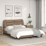 Bed frame with LED cappuccino synthetic leather 140x190 cm by , Beds and slatted bases - Ref: Foro24-3213931, Price: 245,86 €...