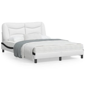 Estructura de cama luces LED cuero PE blanco y negro 140x190 cm de , Camas y somieres - Ref: Foro24-3213933, Precio: 226,84 €...