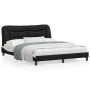 Estructura de cama con luz LED cuero PE negro blanco 160x200 cm de , Camas y somieres - Ref: Foro24-3213946, Precio: 225,99 €...