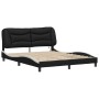 Estructura de cama con luz LED cuero PE negro blanco 160x200 cm de , Camas y somieres - Ref: Foro24-3213946, Precio: 225,99 €...