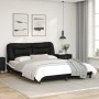 Bed frame with LED light PE leather black white 160x200 cm by , Beds and slatted bases - Ref: Foro24-3213946, Price: 227,20 €...