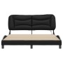 Estructura de cama con luz LED cuero PE negro blanco 160x200 cm de , Camas y somieres - Ref: Foro24-3213946, Precio: 225,99 €...